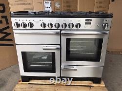 Rangemaster Professional Deluxe 110 D/F Stainless Steel With Hood & Splashback