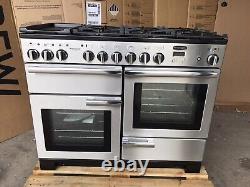 Rangemaster Professional Deluxe 110 D/F Stainless Steel With Hood & Splashback