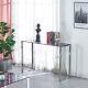 Rectangle Tempered Glass Console Table Stainless Steel Chrome Legs Living Room