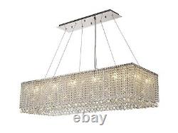 Rectangular Crystal Hanging Pendant 14 Light Chandelier Polished Chrome G9 Bulb