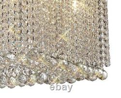 Rectangular Crystal Hanging Pendant 14 Light Chandelier Polished Chrome G9 Bulb