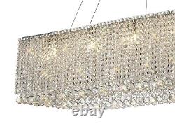 Rectangular Crystal Hanging Pendant 14 Light Chandelier Polished Chrome G9 Bulb