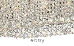 Rectangular Crystal Hanging Pendant 14 Light Chandelier Polished Chrome G9 Bulb