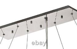 Rectangular Crystal Hanging Pendant 14 Light Chandelier Polished Chrome G9 Bulb