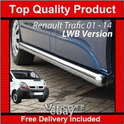 Renault Trafic 01-14 76mm H/duty Lwb Side Bars Chunky Stainless Chrome Steps Van