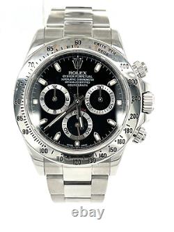 Rolex 40mm Daytona Stainless Steel Black Dial 2015 Box & Papers Model 116520