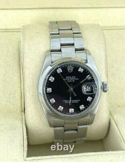 Rolex Oyster Date 34mm Stainless Steel With Diamond Dial Year 1979 Model 1500