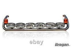 Roof Bar + LED Spots s + Beacon For Scania 4 Series Topline Cab CHROME Truck Top