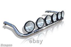 Roof Bar + Round Spot Lamps x6 For Volvo FH5 Globetrotter XL 2021+ Trucks Chrome