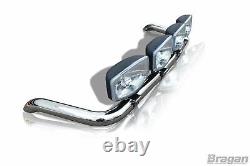 Roof Bar + Spot Lamps Lights For Mercedes Atego Low Cab CHROME Stainless Truck