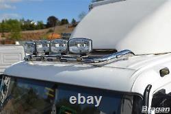 Roof Spot Light Bar + LEDs For Volvo FL Truck Front Lamps CHROME Stainless Steel