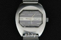 Rotary Watch 21 Jewels Automatic Brushed Chrome And Slate Hexagon Dial A Classic