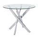 Round Glass Home Kitchen Table With Stainless Steel Metal Legs Dining Table