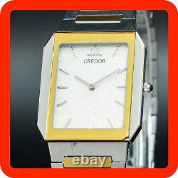 SEIKO CREDOR cal. 5A74 New BATT Rectangle Dial Square Gold Silver Tank Shape Men