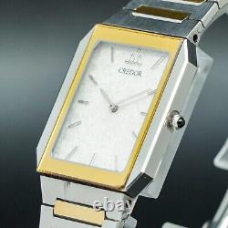 SEIKO CREDOR cal. 5A74 New BATT Rectangle Dial Square Gold Silver Tank Shape Men
