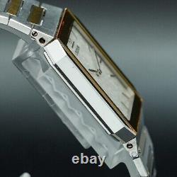 SEIKO CREDOR cal. 5A74 New BATT Rectangle Dial Square Gold Silver Tank Shape Men