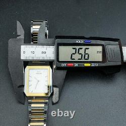 SEIKO CREDOR cal. 5A74 New BATT Rectangle Dial Square Gold Silver Tank Shape Men