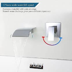 SHANFO Wall Mounted Bath Taps Waterfall Chrome 12.5cm spout