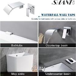 SHANFO Wall Mounted Bath Taps Waterfall Chrome 12.5cm spout