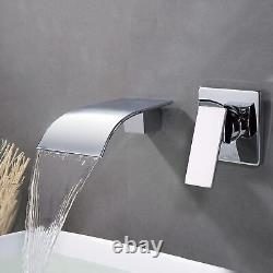 SHANFO Wall Mounted Bath Taps Waterfall Chrome 12.5cm spout