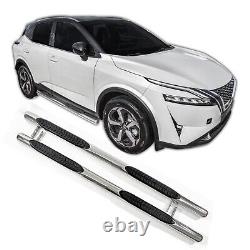 SIDE BARS LUXURY CHROME SIDE STEPS pair for Nissan Qashqai 2021-up