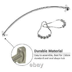STAINLESS STEEL EXTENSIBLE CURVED BATH TUB SHOWER CURTAIN RODRAIL 115-220cm