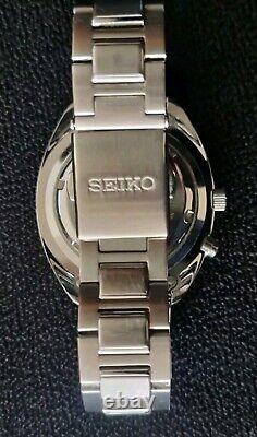 Seiko 5m63 0ak0 Kinetic Watch Silver Grey And Chrome Dial Stainless Steel Strap