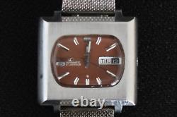 Seiko 6119 5400 Watch 17 Jewels Automatic Brown And Chrome Dial Shark Mesh Strap