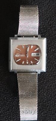 Seiko 6119 5400 Watch 17 Jewels Automatic Brown And Chrome Dial Shark Mesh Strap