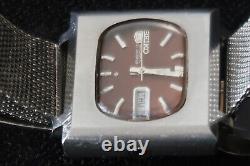 Seiko 6119 5400 Watch 17 Jewels Automatic Brown And Chrome Dial Shark Mesh Strap