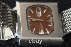 Seiko 6119 5400 Watch 17 Jewels Automatic Brown And Chrome Dial Shark Mesh Strap
