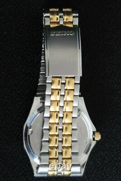 Seiko Sq-100 7n42 7a80 Watch White & Black Stainless Steel Strap A Dress Classic