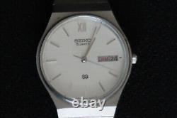 Seiko Sq 8223-8060 Watch Grey & Chrome Dial Steel Strap A Retro Vintage Classic