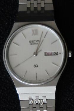 Seiko Sq 8223-8060 Watch Grey & Chrome Dial Steel Strap A Retro Vintage Classic
