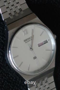 Seiko Sq 8223-8060 Watch Grey & Chrome Dial Steel Strap A Retro Vintage Classic