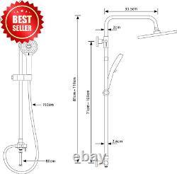 Self-Cleaning Rainfall Shower Kit 304 Stainless Steel Adjustable Rail Chrome