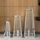 Set Of 3 Stainless Steel Tapere Floor Lantern Candle Holder Tabletop Centerpiece