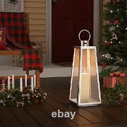 Set of 3 Stainless Steel Tapere Floor Lantern Candle Holder Tabletop Centerpiece