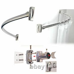 Shower Curtain Rod Rail / Chrome Stainless Steel Curved Oval Bath Tub Adjustable