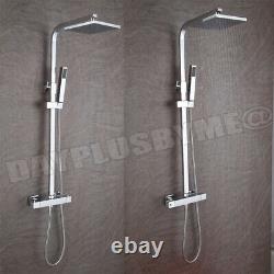 Shower Mixer Bar Set Chrome Large 8 Stainless Steel Rain Square Shower Head UK