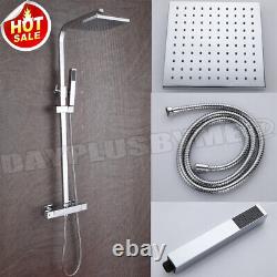 Shower Mixer Twin Head Bar Set Bathroom Thermostatic Exposed Rain Shower UK