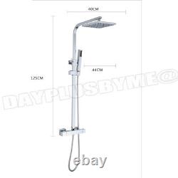 Shower Mixer Twin Head Bar Set Bathroom Thermostatic Exposed Rain Shower UK