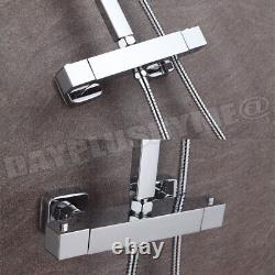 Shower Mixer Twin Head Bar Set Bathroom Thermostatic Exposed Rain Shower UK