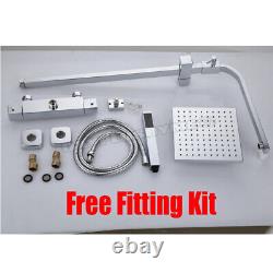 Shower Mixer Twin Head Bar Set Bathroom Thermostatic Exposed Rain Shower UK