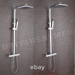 Shower Mixer Twin Head Bar Set Bathroom Thermostatic Exposed Rain Shower UK