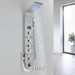 Shower Panel Tower System Stainless Steel with LED Light and Temperature Display