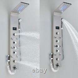 Shower Panel Tower System Stainless Steel with LED Light and Temperature Display