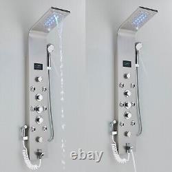 Shower Panel Tower System Stainless Steel with LED Light and Temperature Display