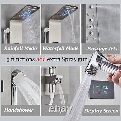 Shower Panel Tower System Stainless Steel with LED Light and Temperature Display
