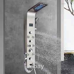 Shower Panel Tower System Stainless Steel with LED Light and Temperature Display